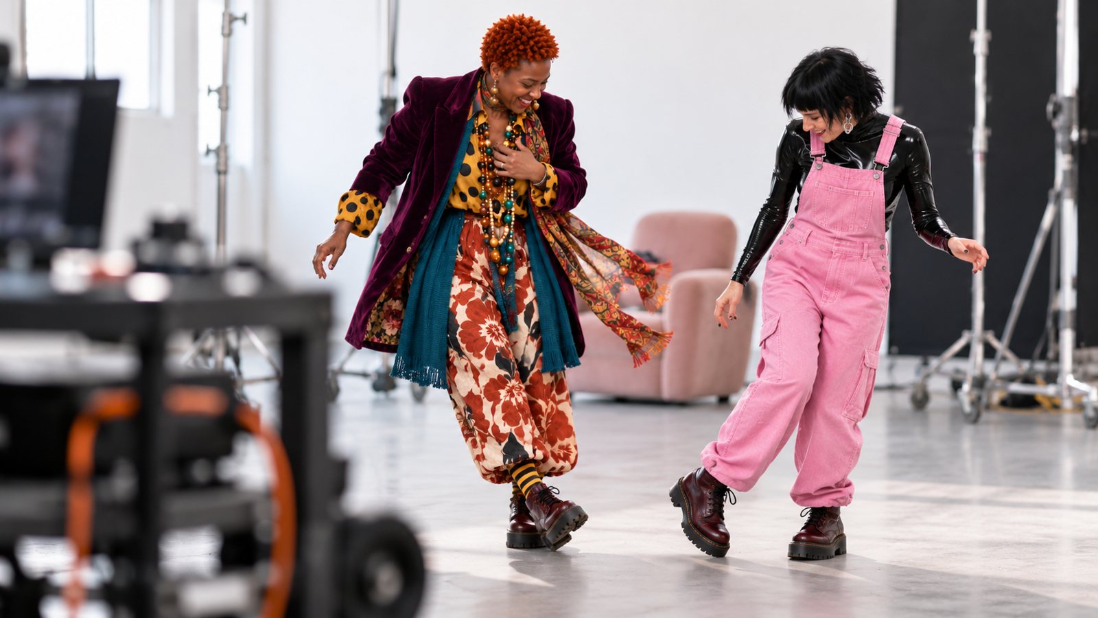 Dancing on set