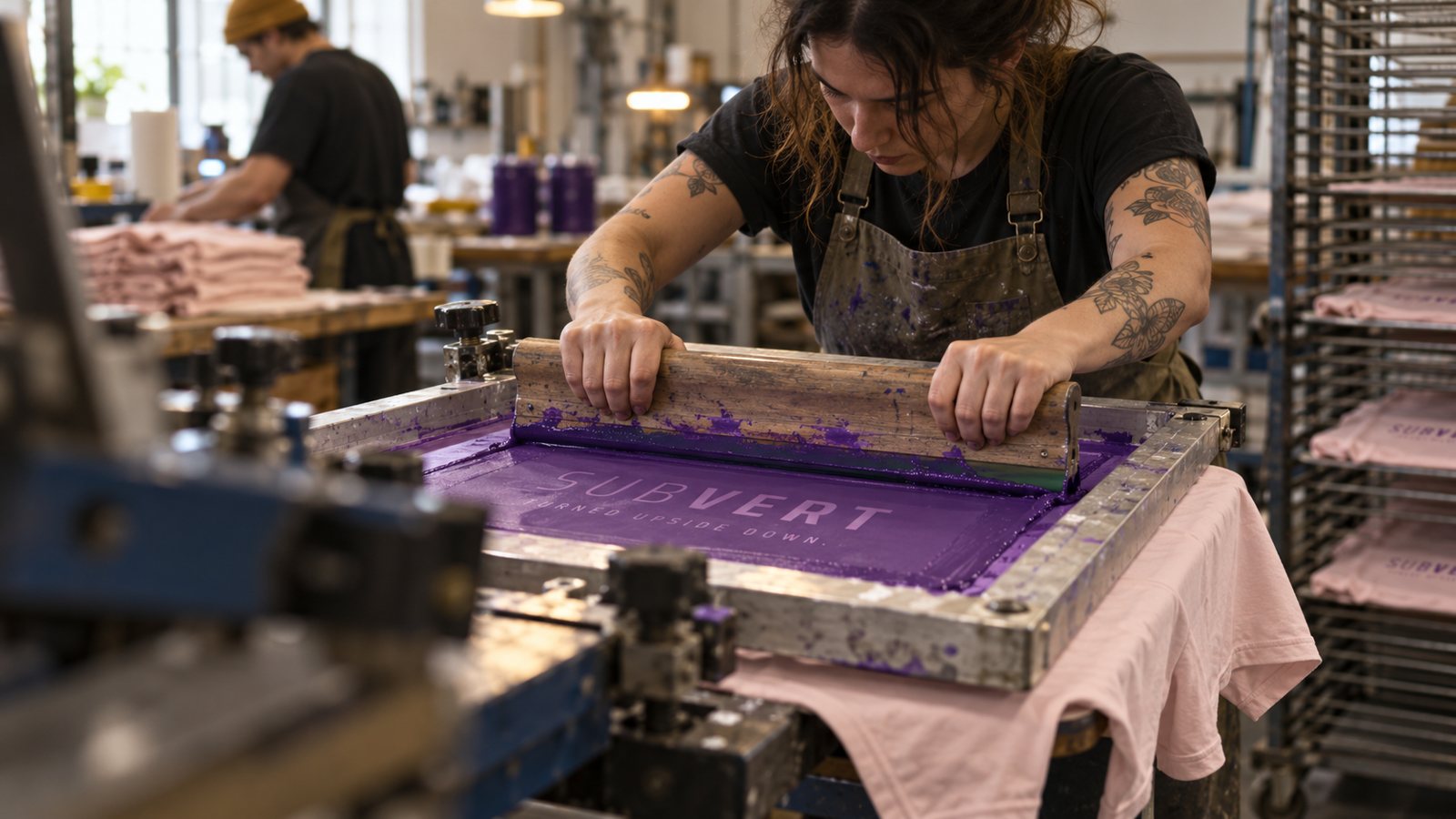 Printing the subvert design in purple ink