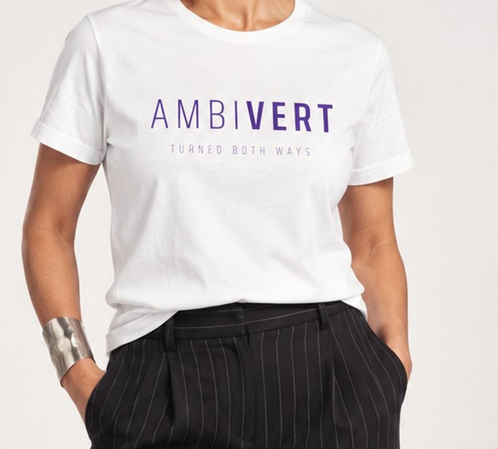 AMBIVERT tee, close up of the word