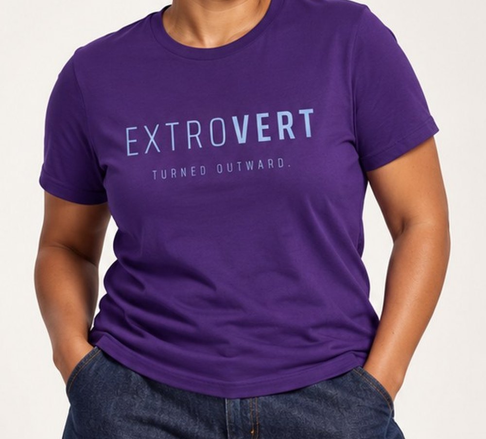 EXTROVERT tee, close up of the word