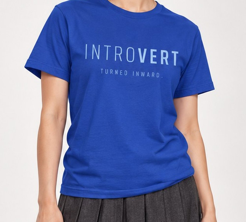 INTROVERT tee, close up of the word